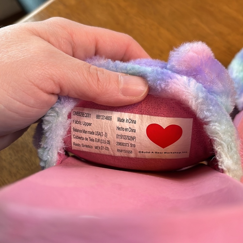 Build a Bear Brand Pastel Plush Sandals Size 2-3 Pink/Purple/Blue - Picture 3 of 7